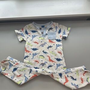 Dinosaur Print Short-Sleeve Kids Play Set - Blue/White